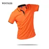 Solid Wintress Fashion Style Heren Polo Shirt Contrast Kleur Kraag Korte Mouw Fitness Solid Male Polo Top Kleding Custom Print Trend