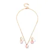 2020 Schmetterling Anhänger Halsketten und Ohrringe Set für Frauen Mädchen Mode Rosa Gold Halskette Elegante Choker Mode Süße Schmuck Geschenk
