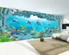 Personnalisé 3d Animal Papier Peint Monde Sous-Marin Dauphin 3D Aquarium Pavillon Salon TV Fond Mur Décoration Intérieure Papier Peint