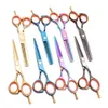 Hairdressing Scissors C1014 55quot 440C Customized Logo Gold Hair Scissors Barber Scissors Cutting Shears Thinning Shears Profe7593677