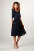 2019 Casual Navy Blue Lace Short Modest Bridesmaid Dresses With Short Sleeves A-line Knee Length Vintage Wedding Party Dress