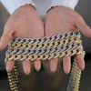 2020 neu eingetroffen 15 mm Iced Out Bling Goldsplitter Farbe Miami Cuban Link Chain Halskette Herren Hip Hop Punk Halskette Schmuck