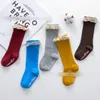 Multi couleurs bébé enfants chaussettes nouveautés filles 100% coton Bow milieu bas enfants confortables bonne qualité chaussettes d'été taille 0-4T