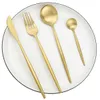 40pcs 블랙 매트 칼 붙이 세트 304 스테인레스 스틸 식기 세트 세트 나이프 포크 스푼 Flatware Western Kitchen Silverware Tableware T200430