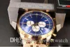 2023 جودة أعلى خاصة محدودة Brel Brand Quartz- Watch Men Blue Dial Gold Skeleton Gold Belt Belt Notible Case 1884 Clock Montre