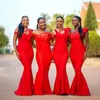 röda afrikanska brudtärna klänningar