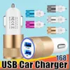 168 Metalowa podwójna portu USB Car Charger Universal 2.1 Adapter ładowania LED do inteligentnego telefonu i tabletu PC