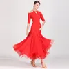 Vestido de salón estándar para mujer, vestidos de baile de salón, vestido español con flecos, ropa de práctica, trajes de flamenco rojos