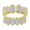 Denti Grillz Lusso Uomo Donna Qualità di grado Cubic Zirconia Denti da vampiro Bretelle Street Fashion Platino Oro 18 carati Hip Hop Dental Gr291m