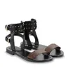 Hot Sale-Luxur Branded Women Print Läder Yttersula Perfekt Flat Kanvas Vanliga Sandal Ladies Tofflor Storlek35-42