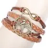 Wholesale- deisgn 36pcs/lot Handmade cross ,jesus ,huger game ,tree of life BraidedLeather Bracelet Vintage Alloy Infinity Bracelet Karma