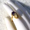 Mäns kvinnors antika 18 k solida guld gf 3d lycka rikedom pixiu lila onyx liten diamant cz ögon filigran ring storlek öppen