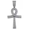 Iced Out Cross Ankh Key Necklace Pendant med Rope Chain 4mm Tennis Chain Halsband Mens Hip Hop Jewelry Gift249w