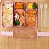 3 Layers Lunch Box Food Storage Container Microwave Bento Set Boxes For Students Straw Containers ZZA1959