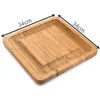 Bamboo Cheese Board Set met bestek in uitschuiflade inclusief 4 roestvrijstalen mes en serveergerei