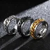 8mm Cool Black Spinner Chain Ring for Men Stainless Steel Rotatable Links Punk Male finger Rings Women Fashion Jewelry in Bulk