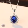 Czcity zarif oval prenses Diana William Sapphire Kolye Kolye Kadınlar için% 100 925 STERLING Gümüş Takım Kolye Takı MX294K