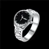 Geplated Sterling Silver Watch-vormige Diamond Ring DHSR887 US Maat 6,77,10; Epacket DHL Dames 925 Silver Plate Cluster Rings Sieraden