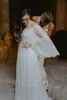 2020 nowe bohemijskie pełne koronkowe suknie ślubne Summer zużycie na ramionach długie rękawy plażowa suknia ślubna boho plus rozmiar ślubny go7996100