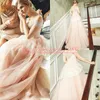 Impressionante Jardim Laço Rosa Vestidos de Casamento Plus Size Tulle Fora Do Ombro País Arábia Saudita Vestido De Noiva Formal Vestido de novia Bola de Noiva