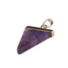 Pendentif en pierre naturelle Cristal féminin Quartz Point de guérison Chakra Gemme Plaqué or Triangle Collier Bijoux en pierre Bijoux au trésor