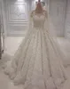 Lussuose maniche lunghe con sequenza di sequestro in perline A Line Weddings Dresses 2022 V Neck Crystal Sheer Sheer Wear Bridal Wedding Gowns BC1244 BC1244