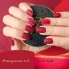 Press On Gel Nails Kit Pretty Matte Wine Red Artificial Nail Art Shell Effect Manicure Set