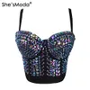 Zij Moda Unieke Rhinestone Gaga Bustier Parels Diamond Push Up Night Club BRALETTE Dames BH Backped Top Vest Plus SizeJ190424