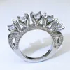 Omhxzj hela tre stenringar europeiska mode kvinnan man fest bröllop gåva silver vit lyx zirkon s925 sterling silver r8198026