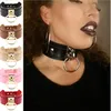 Neue Mode Punk Gothic Breite PU Leder O Ring Kragen Choker Halskette Frauen + Gold --- Silber