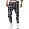 Męskie Plaid Spodnie Casual Jogger Panted Striped Spodni Męskie Hip Hop Fashion Fashion