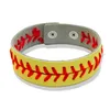 Pulsera de béisbol de cuero para hombre y mujer, brazaletes tejidos de softball, correa para la muñeca, pulsera para deportes al aire libre, accesorios de mano E3406