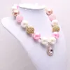 Collana con pendente a goccia di cristallo Collana robusta per bambini Collana con perline robuste di moda principessa Bubblegum Gioielli per bambini per bambine