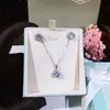 Lyxsmycken Set Nyankomst Handgjorda 925 Sterling Silver Rund Cut Vit Topaz CZ Diamant Ädelstenar Dam Halsband Stud Örhänge