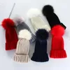 3 Farbe Unisex Mode Winter Gestrickte Erbsen Label Winter Gestrickte Wolle Hut Haar Ball Unisex Falten Casual Hut Designer Hut