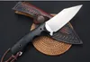 High Quality Survival Straight Hunting Knife D2 Satin Blades Full Tang Ebony Handle Fixed Blade Knives With Leather Sheath