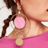 Koreansk stil asymmetriska örhängen guldfärg stor ihålig rund cirkel långa droppe örhängen för kvinnor mode öron smycken gåva8331720