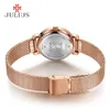 JULIUS JA-732 Female Women's Silver Rose Gold Tone Mesh Stainless Steel Quartz Analog Waterproof Fashion Watch Casual Wristwatch