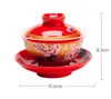 Rote Blume Hochzeit Keramik Gaiwan traditionelle antike Teeschale Tasse Tablett Kungfu Tee-Set Terrine Porzellan heiraten Jungvermählten Geschenk