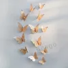 12pcs / Set 3D Papillon Autocollants Creux Papillon Art Stickers Muraux Chambre Salon Décor À La Maison Enfants Chambre DIY Décoration DBC BH2892