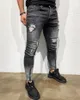 Мужские огорченные разорванные джинсы Biker Jeans Slim Fit Stretch Jeans Brand Designer мужская мотоциклетный байкер джинсовые моды мужские джинсы NK52