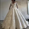 Vestidos de noiva modestos manga longa rendas vestido de baile vestido de noiva miçangas decote em v vestidos de noiva Robe De Mariee