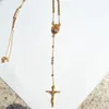 Loyale koel 22 K 24 K THAI BAHT Fijn goud gevuld /Crucifix hanger Rosario Rosary kralen ketting 60 cm + 10 cm long7877771