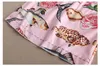 2017 primavera rosa / brancos mangas curtas de seda peixes rosas imprimir mulheres longas vestido marca mesma estilo vestidos de festa 110605