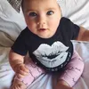 Baby Mädchen Outfits Lippen Wimpern Druck Hemd Hosen 2PCS Sets Kurzarm Mädchen Kleidung Set Sommer Kinder Kleidung 2 farben YW2148445784