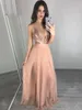 Rose Gold Sequin Split Prom Dresses 2022 Deep V Neck Backless Bridesmaid Party Gowns Long Pageant Gowns Custom