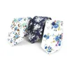 Cravatte sottili Cravatta floreale stampata in cotone da uomo, matrimonio, testimone dello sposo, festa