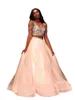 Blush Two Piece Vestidos Homecoming Prom formal elegante vestido A-line Fria Shoulder Beading Tulle Pageant doce 16 Vestido barato