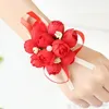 Vente chaude mariage imitation poignet fleur demoiselle d'honneur soeurs poignet corsage mariage décoration mariée bal main fleur T3I0007