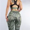 Animal Print Snake Skin 2 Piece Set Yoga Leggings Fitness Clothing Workout Bra Green Gym Tights Sports Active Wear Crop Top Sexy7715222